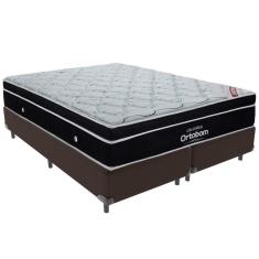 Imagem de Cama Box Marrom e Colchão Elegant Molas Ensacadas King Ortobom