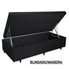 Imagem de Base Box Baú Solteiro Suede Preto Premium - 88X188x35 - Dma
