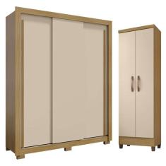 Imagem de Guarda Roupa Solteiro Nevoa Flex 3 Portas de Correr e Armário Multiuso Egito Carvalho Americano Off White - Incorplac