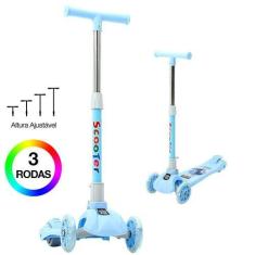 Imagem de Patinete Infantil Azul 3 Rodas Dobrável e Altura Ajustável