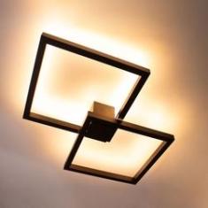 Imagem de Arandela Plafon Led 67w 66x66cm Luz Direta / Indireta PRETA St1254