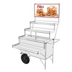 Imagem de Carrinho Expositor de Pães com Rodas Pneumáticas e Toldo