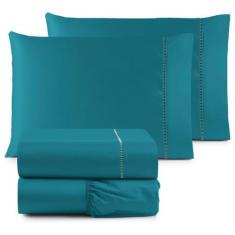 Imagem de Jogo De Lençol Casal Box 4Pçs 600 Fios Aveludado - Sheik Bordados