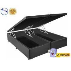 Imagem de Cama Box Baú Casal Convencional Cinza Bipartido Com Pistão A Gás - 138x188x41