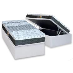 Imagem de Cama Box Baú Solteiro: Colchão System Class One Face + Base Crc Courano White(88x188)