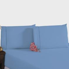 Imagem de Jogo de Lençol King Percal 200 Fios 3 Peças - Azul