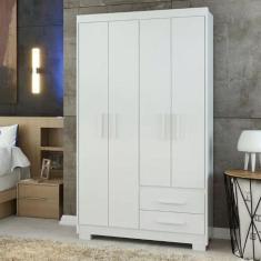 Imagem de Guarda Roupa Casal 4 Portas 2 Gavetas Primacy Batrol Móveis Branco