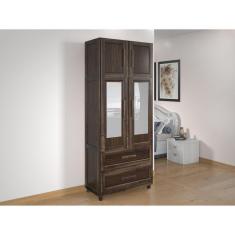 Imagem de Guarda-roupa Solteiro com Espelho 4 Portas 2 Gavetas Teresina Imbuia Marroml