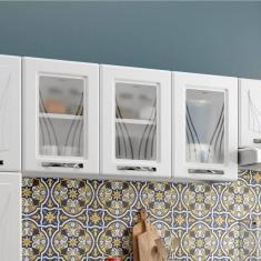 Imagem de Armário Aéreo 3 Portas com Vidro Médio Star New Telasul Branco