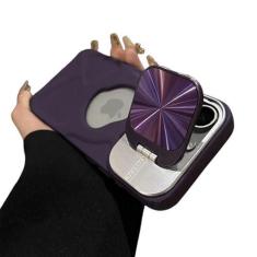 Imagem de Capa para iphone 15plus luxo macio oco para fora à prova de choque magnético pára-choques capa traseira, roxo, para iphone 15plus