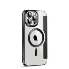 Imagem de Capa de telefone de couro flip de carregamento sem fio para iPhone 15 14 Pro Max 12 13Pro 11 Pro Max Capa transparente à prova de choque para cartão de visita, T1, para iphone 13PRO MAX