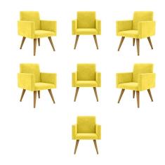 Imagem de Kit 07 Cadeiras Poltronas Decorativa - Escritório - Recepção Cor:amarelo
