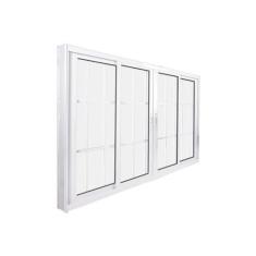 Imagem de Janela de Correr Abertura Central 4 Folhas com Grade Vidro Liso 100x15