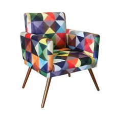 Imagem de Poltrona Decorativa Pés Palito Nina Com Rodapé Suede Triangulo - DS Móveis