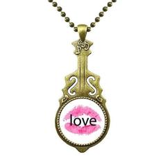 Imagem de DIYthinker Colar com pingente de música de guitarra antiga para o Dia dos Namorados