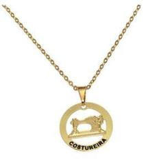 Imagem de Colar Minha Profissão Costura Costureira Folheado Ouro 18k
