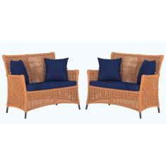 Imagem de 2 Sofás área Externa Igapó Alumínio Preta Corda Náutica E10 Terra Cota