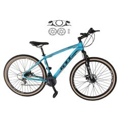 Imagem de Bicicleta Aro 29 Gti Roma 21v Freio a Disco Hidráulico Alumínio Garfo Suspensão com Pneu Faixa Bege - Azul