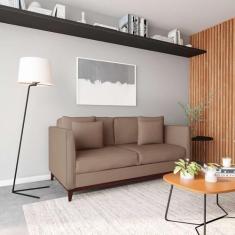 Imagem de Sofá 3 Lugares Índia Base De Madeira Linho Cotton Bege - Mobly