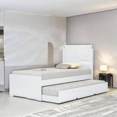Imagem de Cama Bibox Solteiro Luiza Branca com 02 Colchões