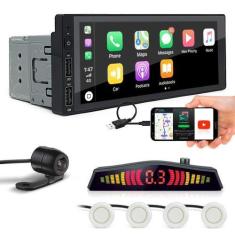 Imagem de Kit Multimídia 1 Din + Câmera Ré + Sensor Ré Branco Pérola S10 2001 20