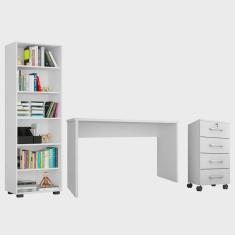 Imagem de Conjunto de Escritório Home Office 3 com Peças Gávea Branco - Móveis Leão
