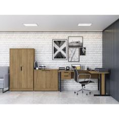 Imagem de Conjunto Home Office 3 Peças com Escrivaninha, Balcão  e Armário Kappesberg Itapuã