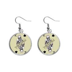 Imagem de Gambling Utensils Brinco de prata com padrão de cartas de baralho, joia feminina