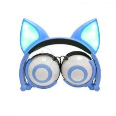 Imagem de Fone De Ouvido Gatinho Fox Fio Com Led Orelha Gato Dobrável Infantil M