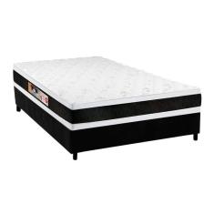 Imagem de Cama Box Casal Blindada Com Colchão de Espuma Dupla Face D45 Castor Black e White - 138x188x62cm.