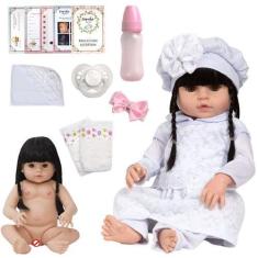 Imagem de Boneca Bebe Reborn Recém Nascida Corpo De Vinil Kit 13 Itens - Cegonha