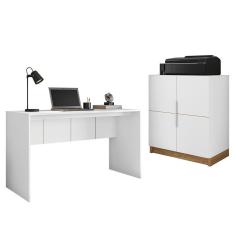 Imagem de Kit Escritório Armário Baixo Com Mesa Cubic Branco Caemmun