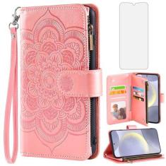 Imagem de Asuwish Capa de telefone para Samsung Galaxy S24 Plus S24+ 5G capa carteira com protetor de tela de vidro temperado e suporte de cartão de crédito flip suporte celular acessórios S24plus 24S + S 24