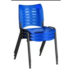Imagem de Kit 3 cadeiras prisma iso fixa para  igreja recepção sala de espera azul