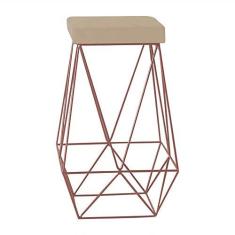 Imagem de Banqueta Decorativa Kathy Base Bronze Veludo Bege - Gran Belo