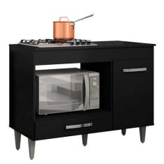 Imagem de Balcão Para Cooktop 1 Porta Carla Preto 1770 Ajl Móveis