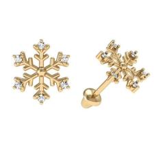 Imagem de Brinco neve flocos com 12 pedras ouro 18k fz13 k120 - Fabjoias