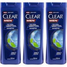 Imagem de Kit 3 Clear Men Shampoo Ice Cool Menthol - 200ml