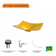 Imagem de Kit Cuba F44 Com Válvula Click 1 Pol. E Sifão Pvc E Flexivel 