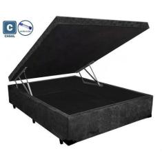 Imagem de Cama Box Baú Casal Diamond AColchões Suede Preto - Rabi Colchões