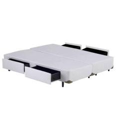 Imagem de Cama Box QUEEN Branco Bipartido  4 Gavetas - 158x198