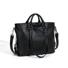 Imagem de Ipoouer Bolsa feminina de couro, bolsa Hobo, ombro, trabalho, alça superior, bolsa grande, Preto, Large