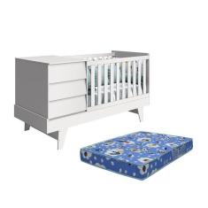 Imagem de Berço Multifuncional Prince Branco Fosco Com Colchão D18 - Reller Móveis Branco Fosco