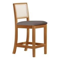 Imagem de Banqueta Alta em Tela Sextavada Assento Estofado Veludo Cinza Rubi Mad