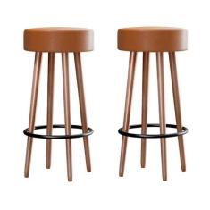 Imagem de Kit 2 Banquetas Berlin 70cm material sintético - Salaone, Amarula