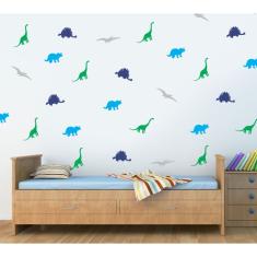 Imagem de Adesivo De Parede 80 Dinossauros Coloridos tamanho entre 7cm a 10cm cada