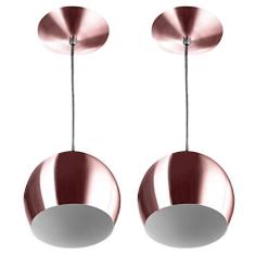 Imagem de Kit 2 Lustres Pendente Bola Media Alumínio 23cm Gold Rose