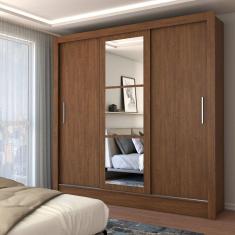 Imagem de Guarda-Roupa Casal Castela 3 Portas 3 Gavetas com Espelho Cinamomo - Panorama Móveis
