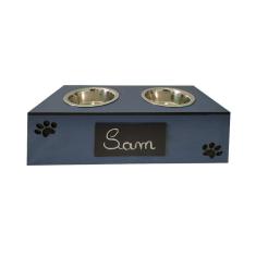 Imagem de Comedouro Hello Pet Lousa Duplo Azul Para Cães E Gatos - Tamanho G
