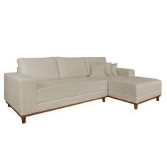 Imagem de Sofá 4 Lugares Mônaco Com Chaise Direito Linho Off White